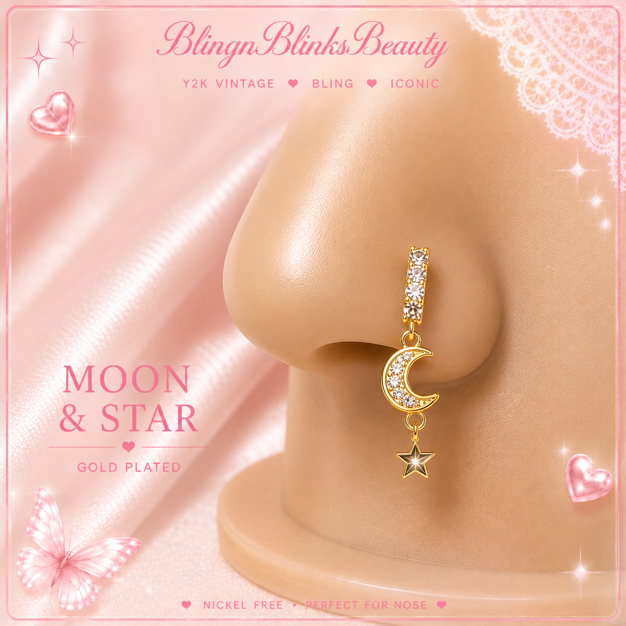 BLING'D OUT MOON & STAR NOSE RING