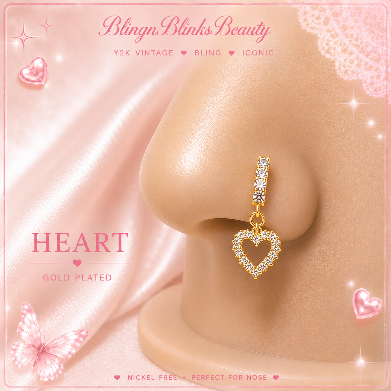BLING'D OUT HEART NOSE RING