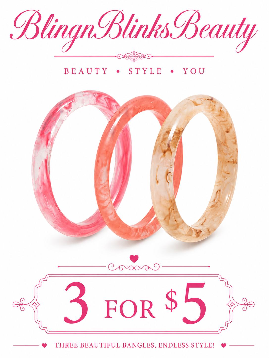 3PC PINK JELLY BANGLE SET