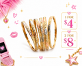 TRI-COLOR GOLD PLATED BANGLES M SIZE