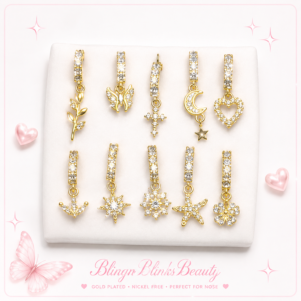 RANDOM 6pc BEDAZZLED NOSE RINGS  6x25$