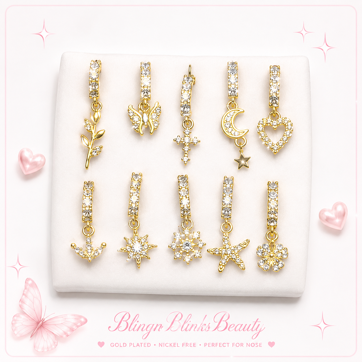 RANDOM 6pc BEDAZZLED NOSE RINGS  6x25$